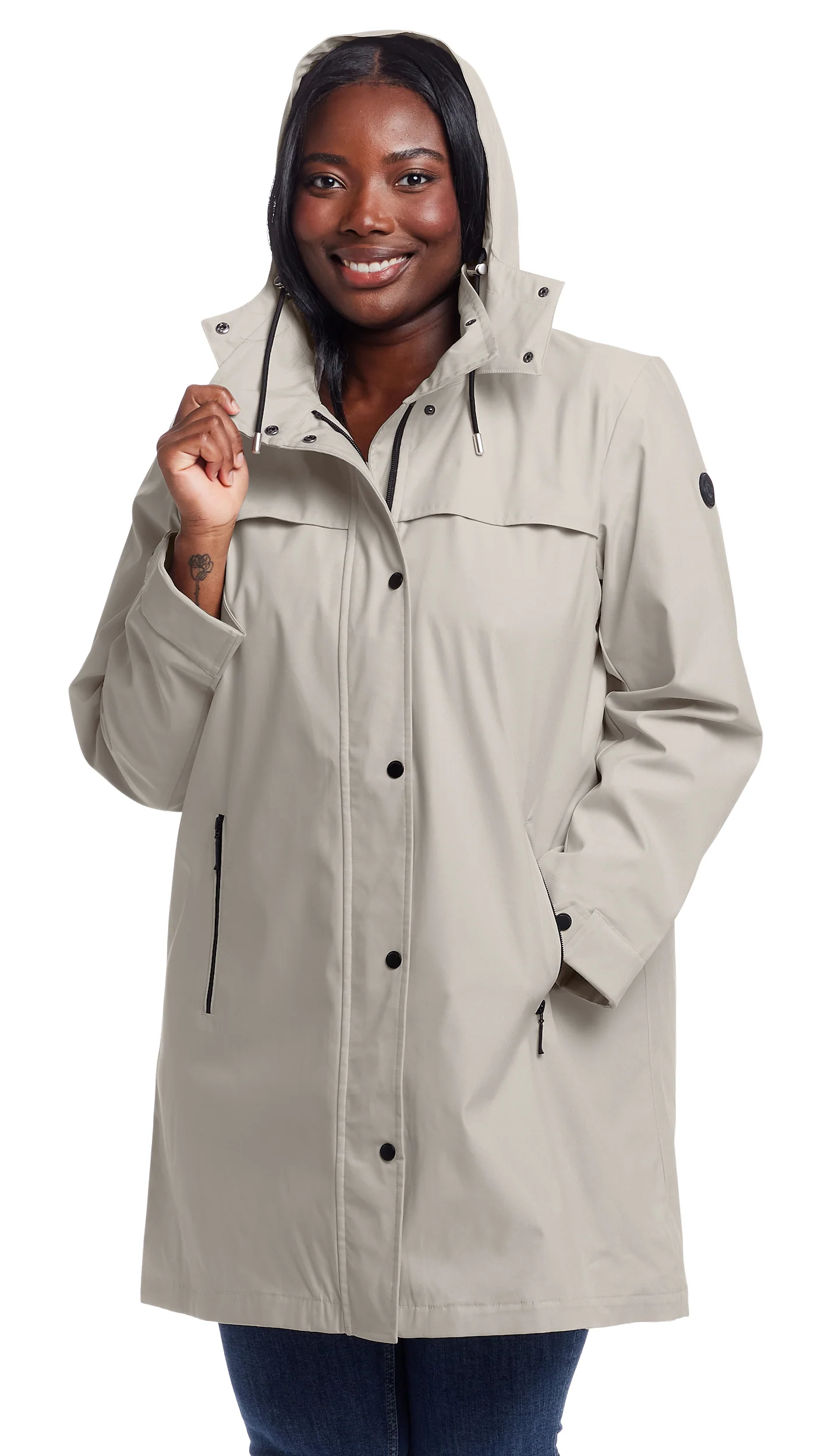 HOODED A-LINE RAIN JACKET - Image 8