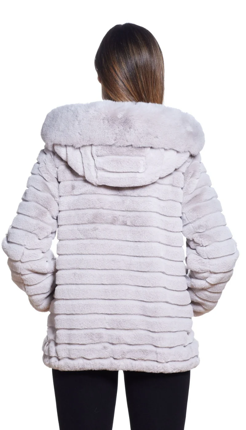 Zip Front Channeled Faux Fur - Image 3