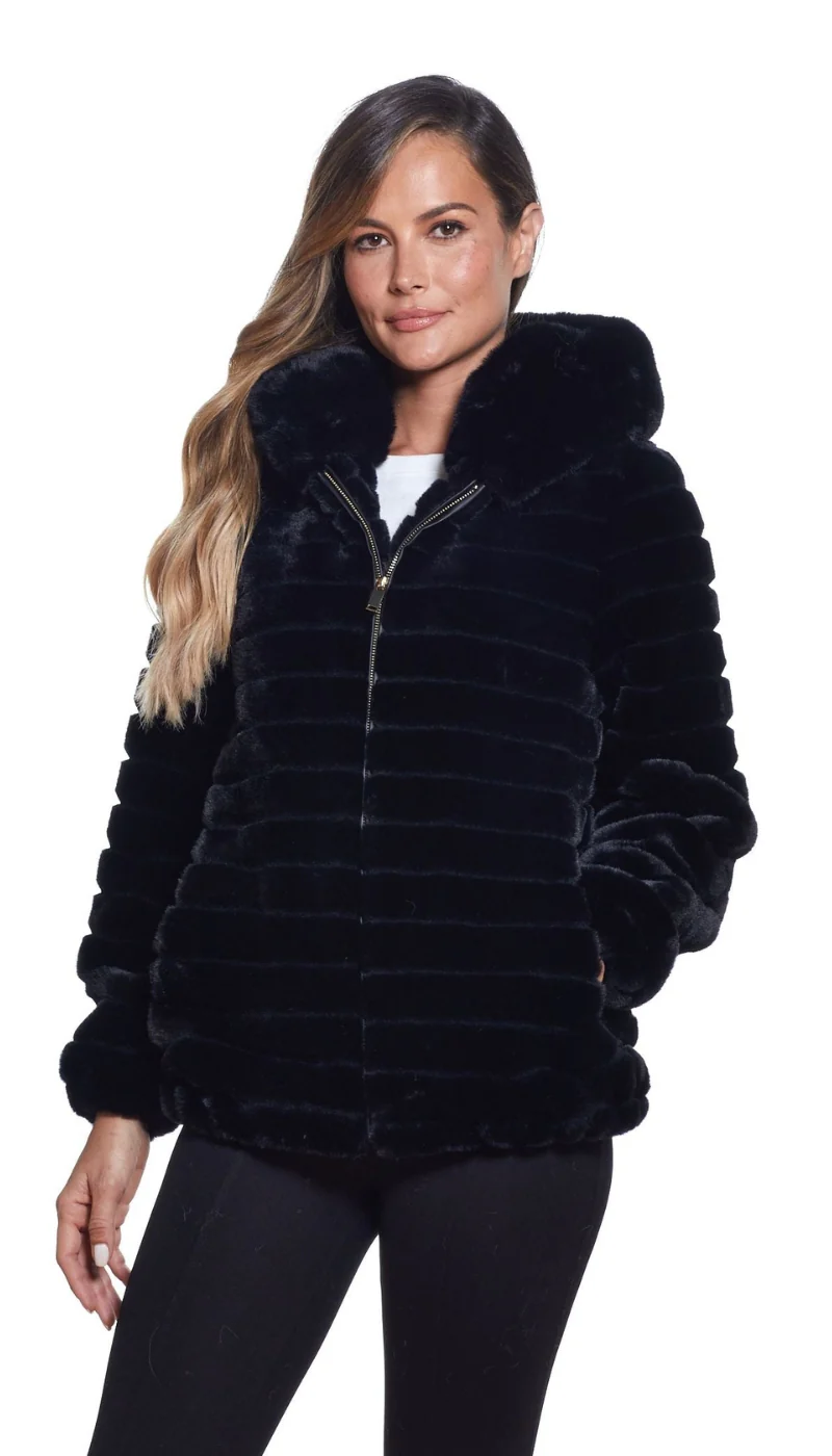 Zip Front Channeled Faux Fur - Image 5